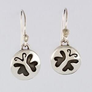 Far Fetched Butterfly Cutout Dangle Earrings 925 Sterling Silver Black Resin